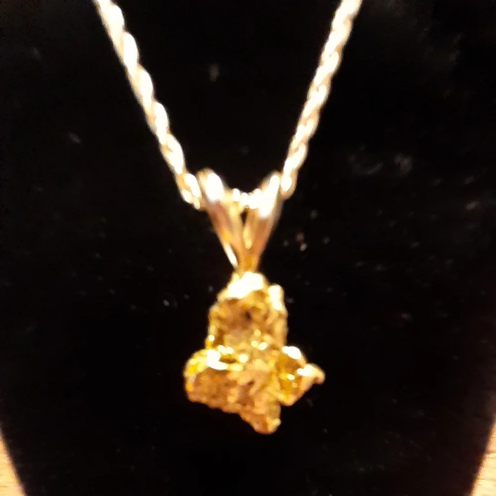 14 K yellow gold Nugget style pendant and Nugget style dangle earrings - Picture 4 of 8